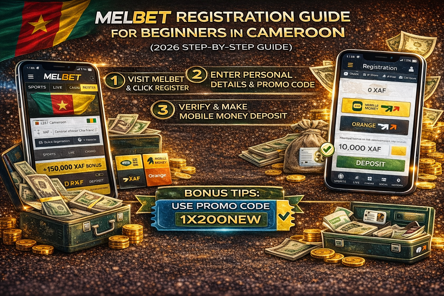 Melbet registration guide for beginners in Cameroon 2026 step by step account signup, promo code entry and Mobile Money deposit