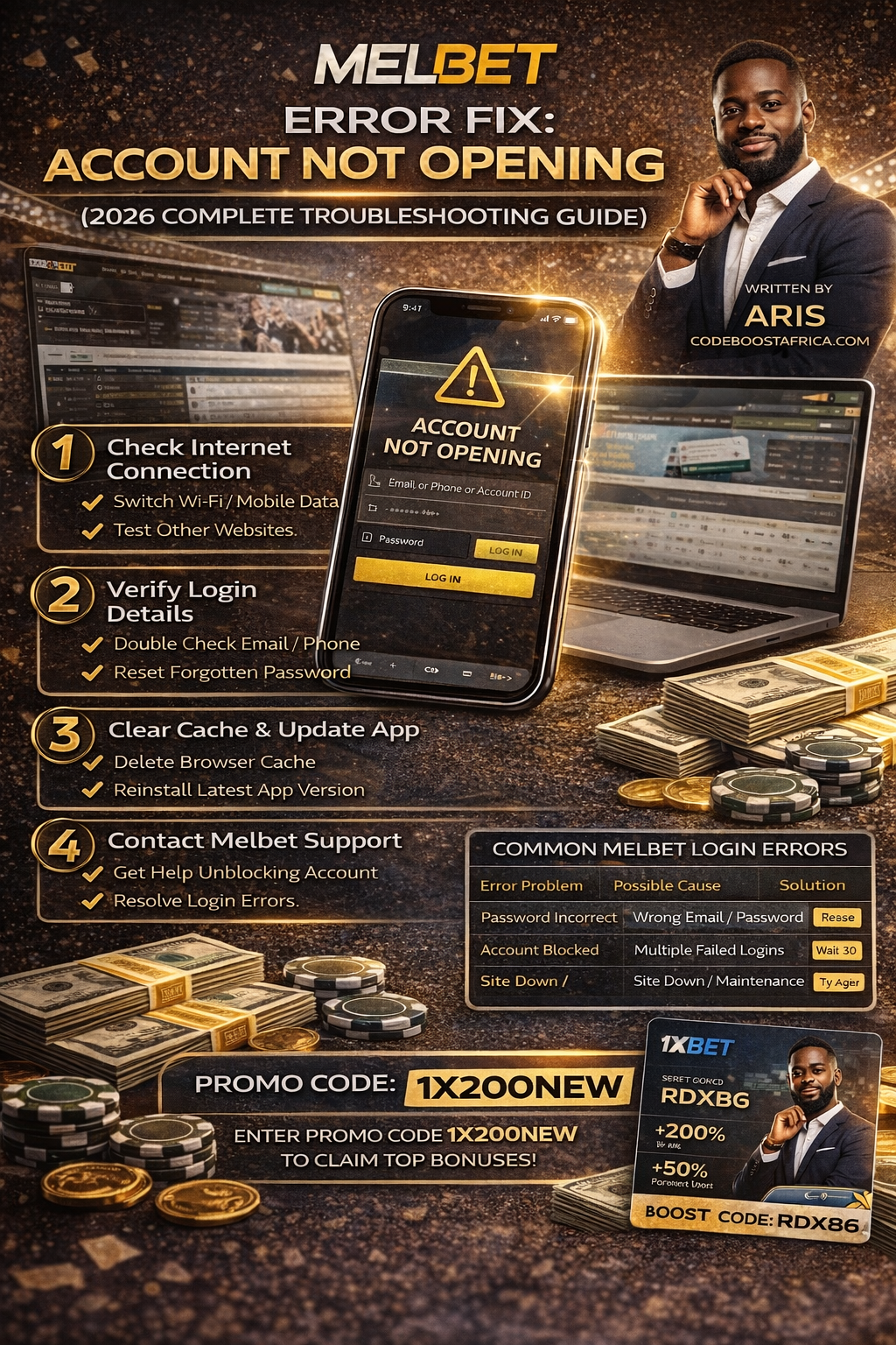 Melbet account not opening troubleshooting guide showing login fixes and steps to restore access