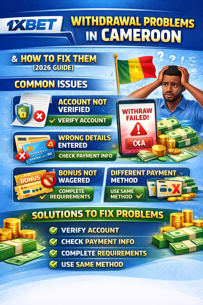 1xbet withdrawal problems cameroon guide showing common issues and solutions