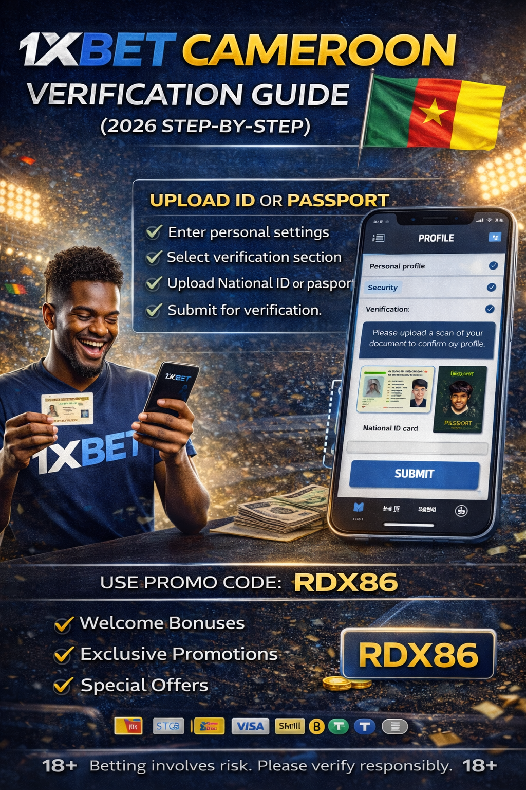 1xbet cameroon verification guide account verification steps