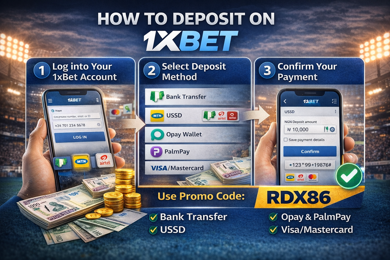 1xbet nigeria deposit methods payment guide