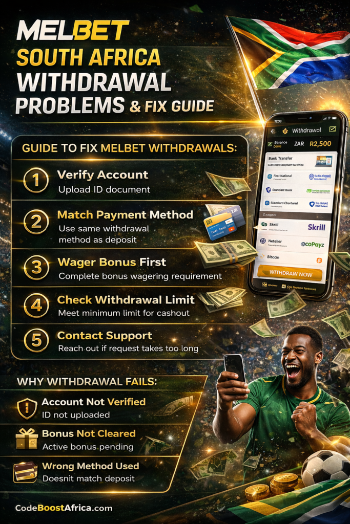 Melbet withdrawal page showing payment options
