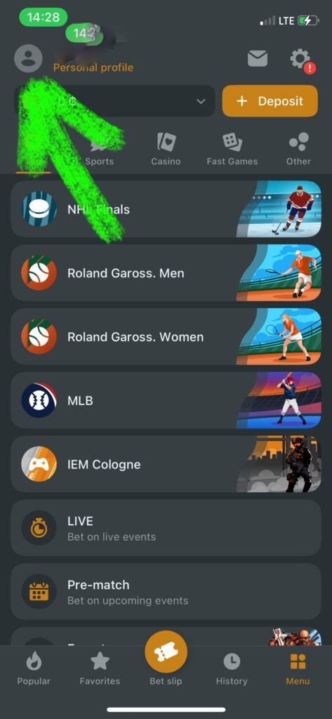 Melbet account dashboard
