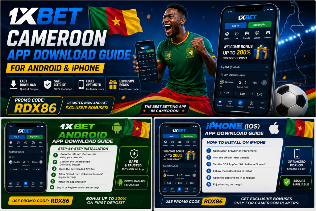 1xBet Cameroon app download screen on Android